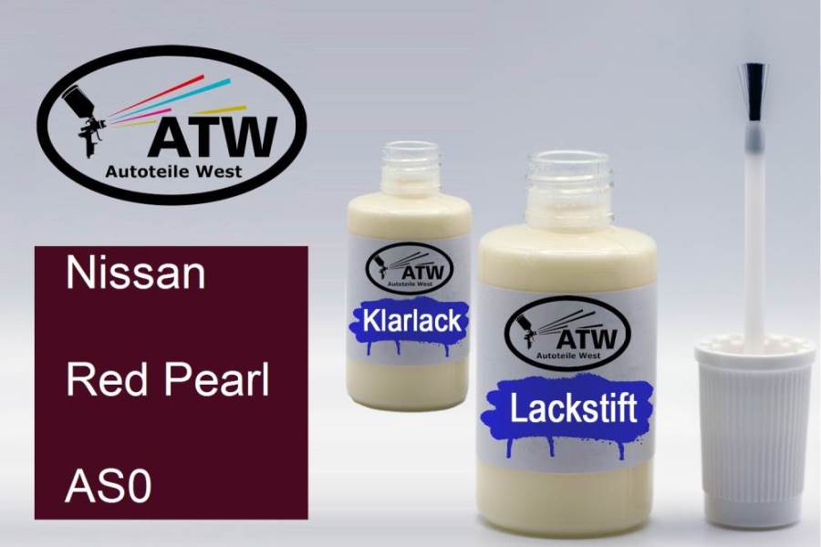 Nissan, Red Pearl, AS0: 20ml Lackstift + 20ml Klarlack - Set, von ATW Autoteile West.